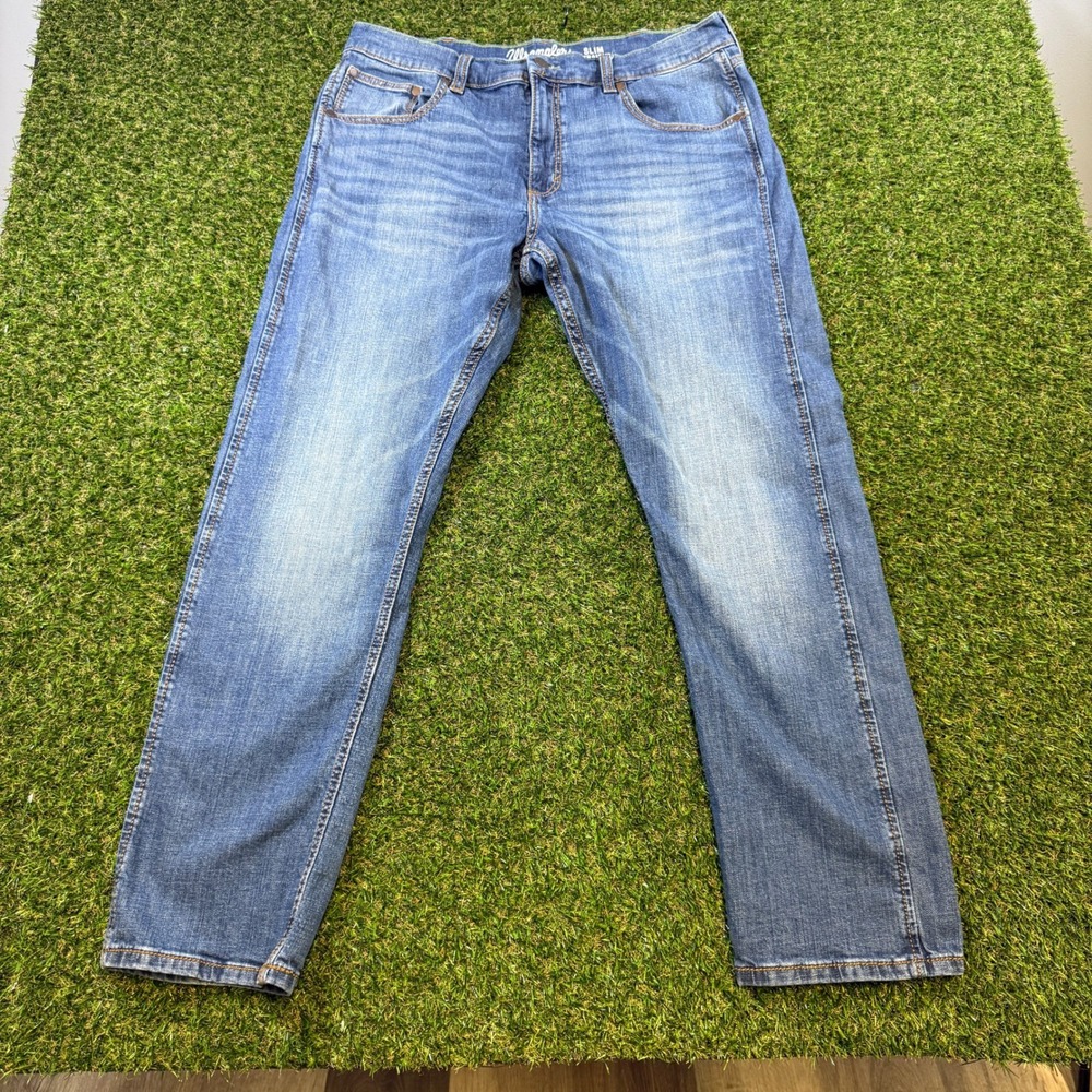 Wrangler Retro Slim Straight Mens Jeans 36x32 Blue Medium Wash 10WLT88CW